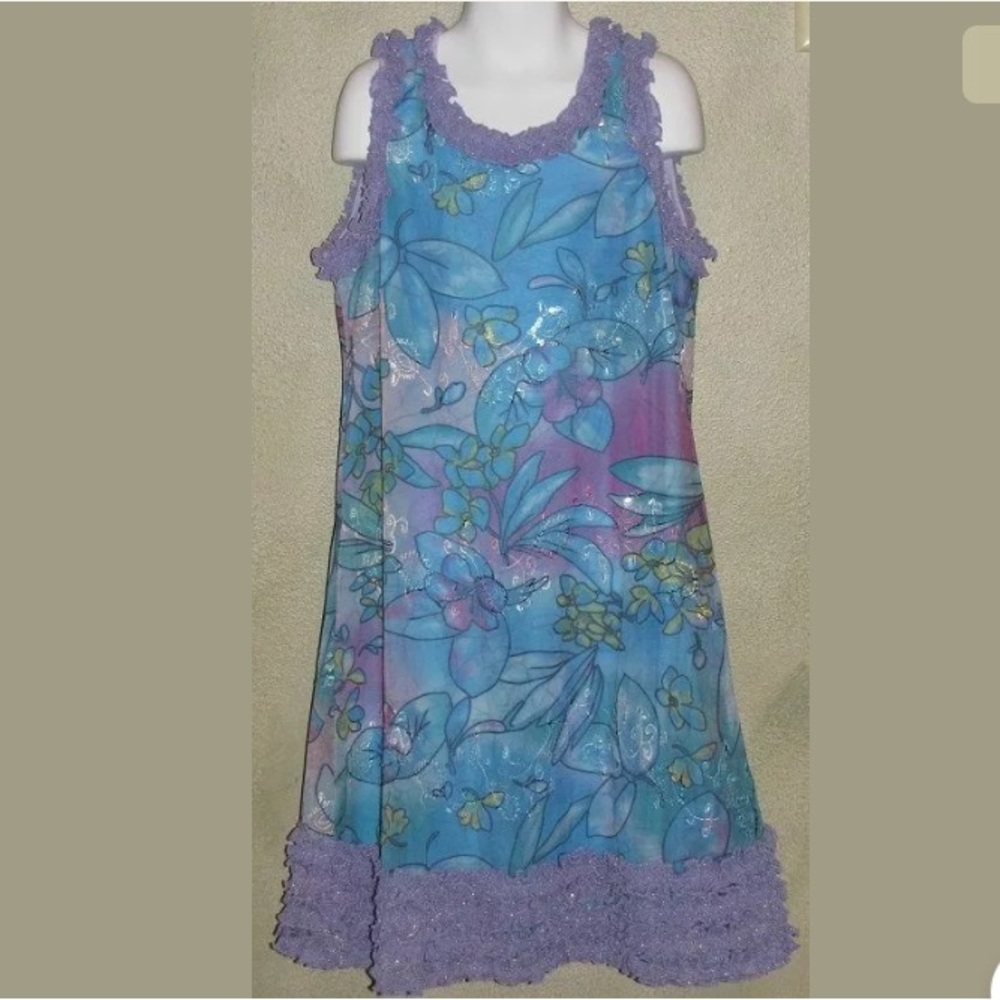 LIPSTIK~FLORAL DRESS~EMBROIDERED/SEQUINED~RUFFLED